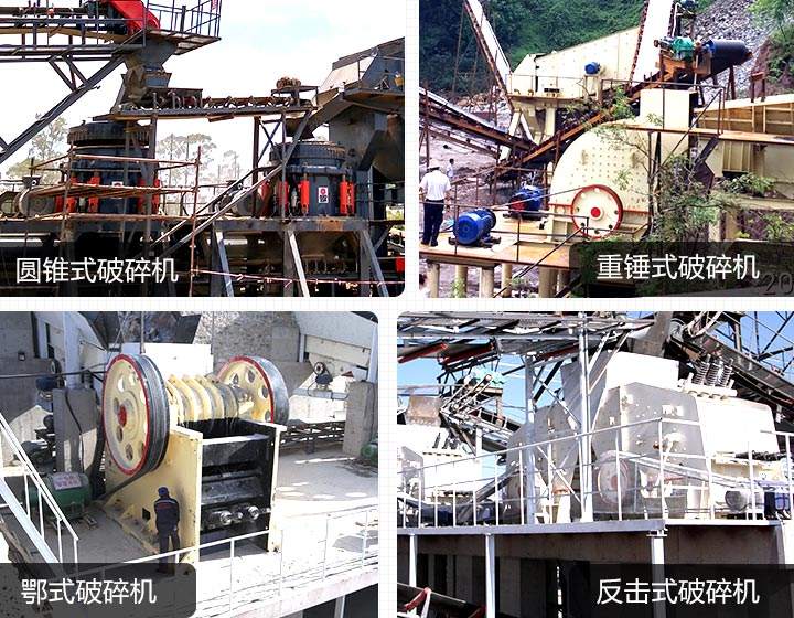固定式破碎機：鄂破、反擊破、圓錐破、錘破