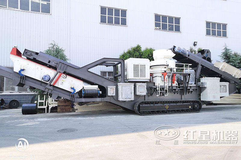 履帶式液壓巖石破碎機(jī)配圓錐式破碎機(jī)