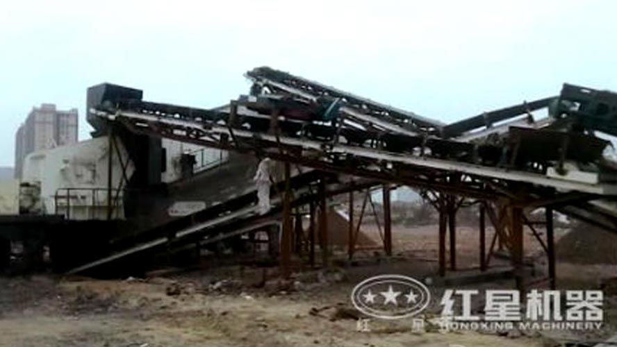 湖南用戶建筑垃圾移動破碎站生產現場-高清視頻實拍